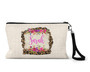 Personalized Custom Name Floral Leopard Wristlet Makeup Bag