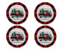 Red Truck Christmas Plaid Coasters