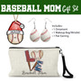 Baseball Mom Gift Set - Ornament Makeup Bag Earrings