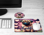 Personalized Pug Heart Mousepad Coaster Desk Gift Set