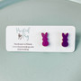 Purple Violet Easter Bunny Stud Earrings