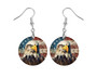 American Eagle Patriotic Flag Round Dangle Earrings