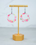 Round Pink Floral Earrings for Women, Boho Acrylic Statement Jewelry