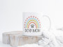 Dog Mom Rainbow Paw Print Coffee Mug 15oz