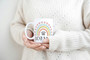 Dog Mom Rainbow Paw Print Coffee Mug 15oz