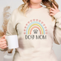 Dog Mom Rainbow Paw Print Sweatshirt or T-shirt, Crewneck or Long Sleeve Shirt Option