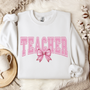 Teacher Pink Ribbon Sweatshirt or T-shirt, Crewneck or Long Sleeve Shirt Option