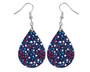 Red White Blue StarsTeardrop Earrings