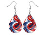 Red White Blue Paint Swirl Teardrop Earrings