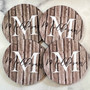 Personalized Farmhouse Style Coasters - Light Brown