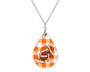 Orange Plaid Football Teardrop Shape Necklace