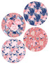 Navy  and Blush Floral Coasters Spring Neoprene (Set of 4)