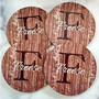 Personalized Farmhouse Style Coasters - Dark Brown