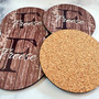 Personalized Farmhouse Style Coasters - Dark Brown