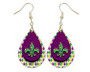 Mardi Gras Fleur De Lis Earrings Teardrop Earrings