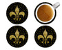 Fleur de Lis Black and Gold Set of 4 Neoprene Coasters