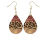 Leopard Print Boho Earrings Hardboard Teardrop Dangle Earrings