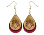 Maroon Red and Gold Tiger Earrings