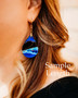 Blue Silver Agate Boho Design Teardrop Earrings