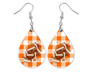 Orange White Checkered Football Gameday Earrings