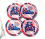 Gnome Blue Truck Drink Coasters for Memorial Day or 4th of July