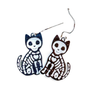 Cat Skeleton Halloween Dangle Earrings for Women