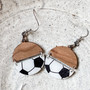 Soccer Ball Acrylic & Wood Earrings