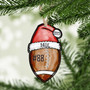 Football Ornament with Santa Hat Personalized