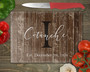 Personalized Dark Brown Font 1 Design Tempered Glass Cutting Board