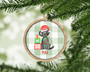 Personalized Dog Black Lab Boy Round Christmas Tree Ornament