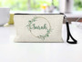 Personalized Green Wreath Design Cosmetic Bag Wristlet  Makeup Bag