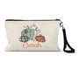 Personalized Pumpkin Plaid Design Cosmetic Bag Wristlet  Makeup Bag