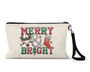 Merry & Bright Christmas Design Cosmetic Bag Wristlet  Makeup Bag