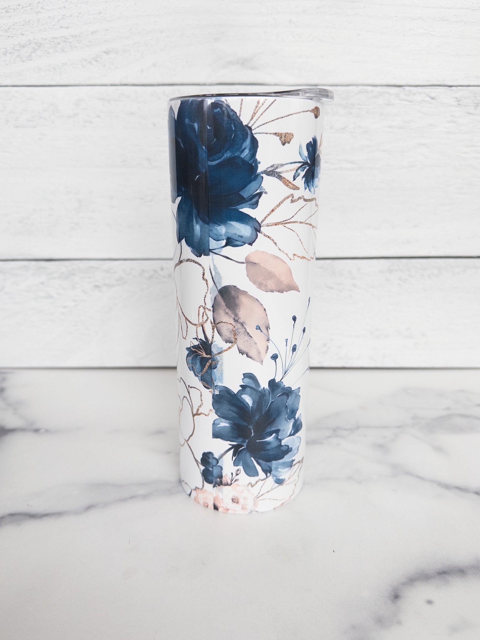 Floral Single Initial 20oz. Tumbler