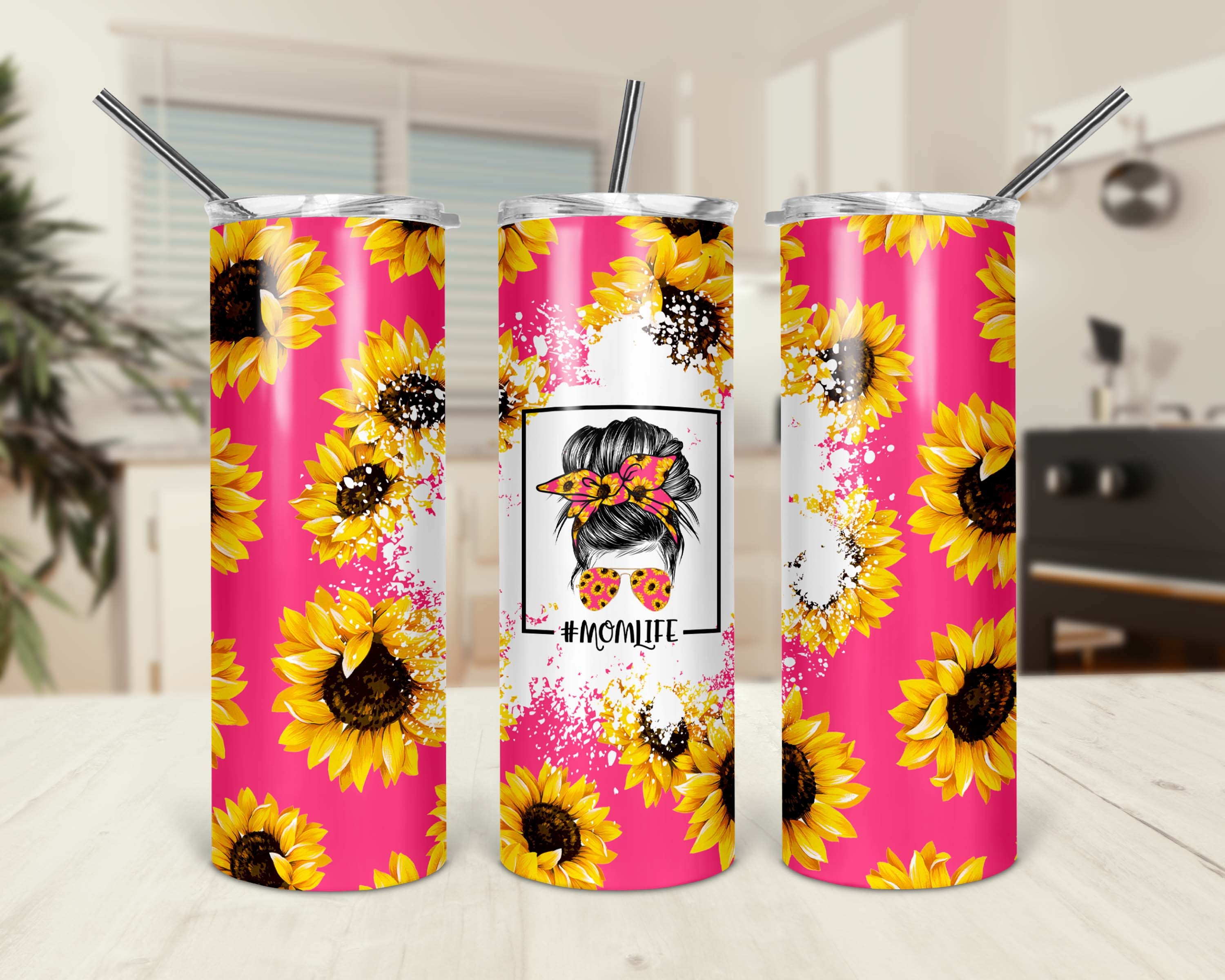 Sunflowers Mom Life Tumbler, 20oz Sublimation Design, Momlife Skinny Tumbler,  Mothers Day, Seamless, Tumbler Design Straight & Tapered PNG - So Fontsy