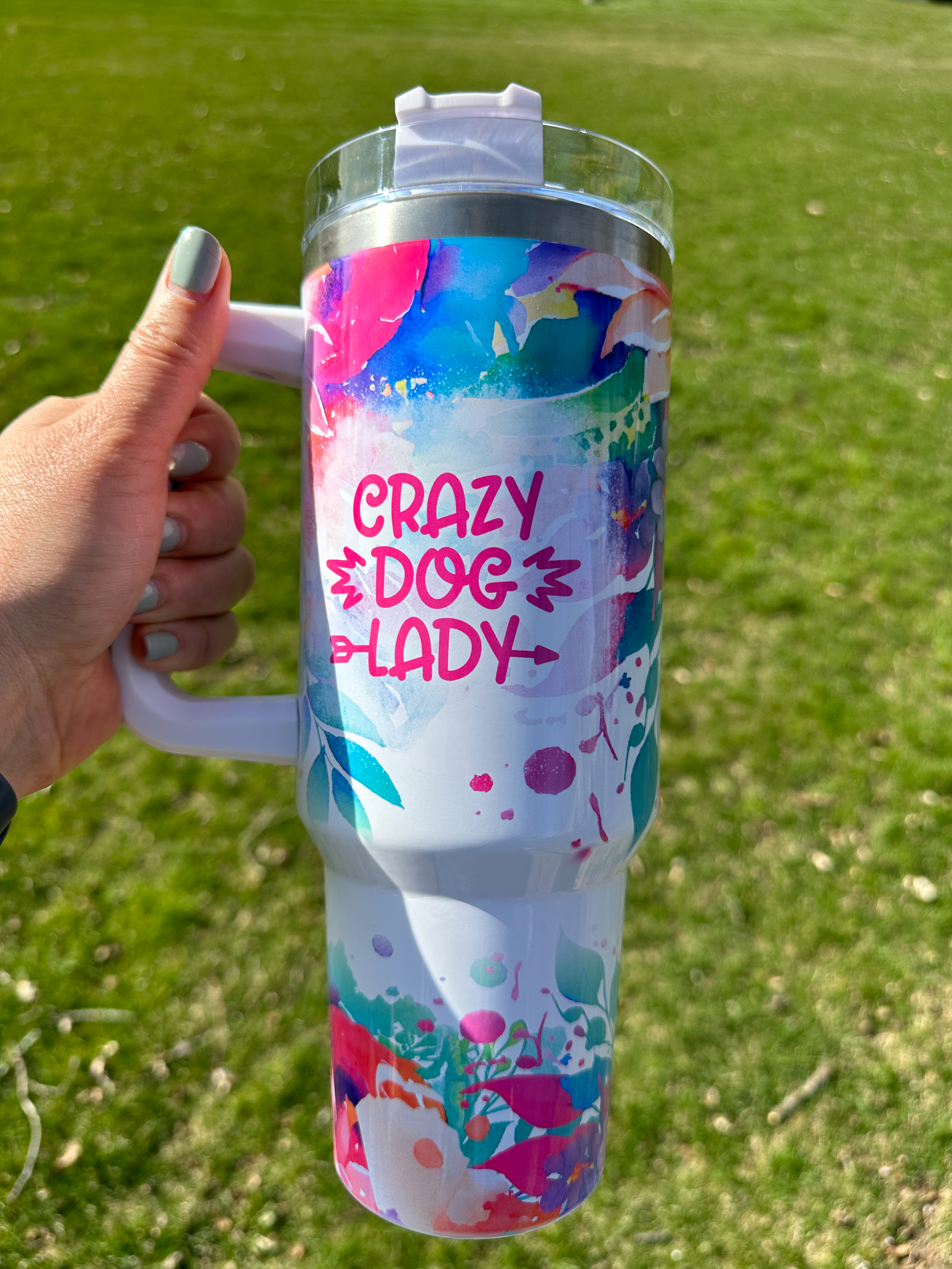 Personalized 40oz Tumbler with Handle and Straw - Dog Lover Gifts - It's  Never Just a Dog