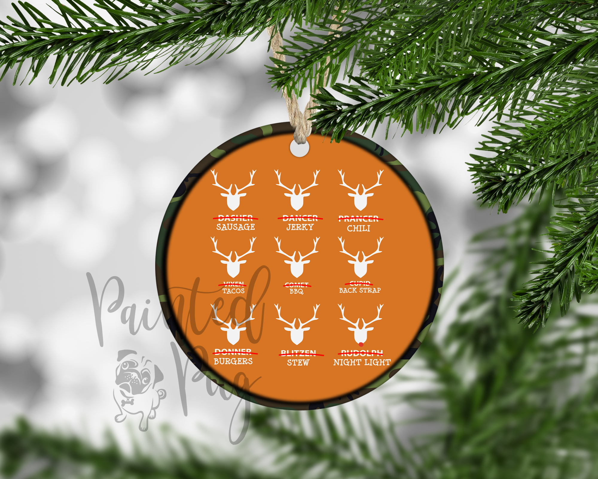 Antler Jerky Funny Christmas Round Ornament