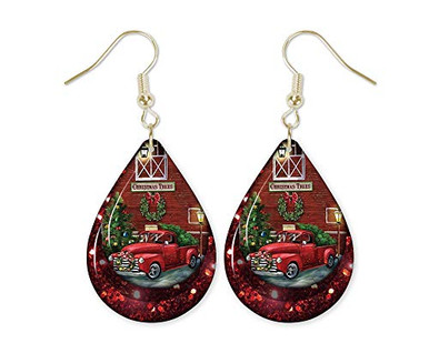 Instant Print) Digital Download - 4pc Tear drop red truck earring