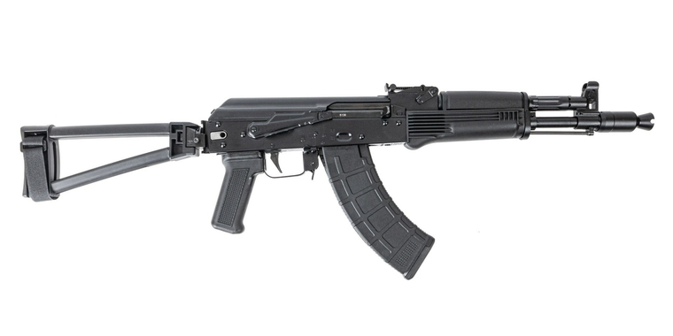 PSA AK-104 GF5 classic side folding pistol with black furniture and triangle brace