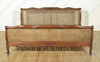 Low Profile Mahogany/Cane/Rattan Bed
