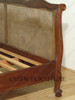 Distressed Mahogany Rattan King Sleigh Bed