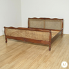 Low Profile Mahogany/Cane/Rattan Bed