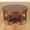 Distressed Solid Mahogany 6 Drawer Round Coffee Table