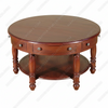 Distressed Solid Mahogany 6 Drawer Round Coffee Table