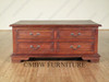 Mahogany Distressed Storage Coffee Table with Pull-Out Drawers