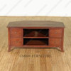 Solid Mahogany Low TV Distressed Entertainment Media Storage Cabinet