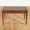 Solid Mahogany Sheraton Leather Top Office Writing Desk