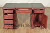 5ft Distressed Mahogany Regency Partner's Desk w/ Leather