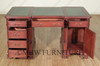 5ft Distressed Mahogany Regency Partner's Desk w/ Leather