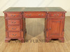 5ft Distressed Mahogany Regency Partner's Desk w/ Leather